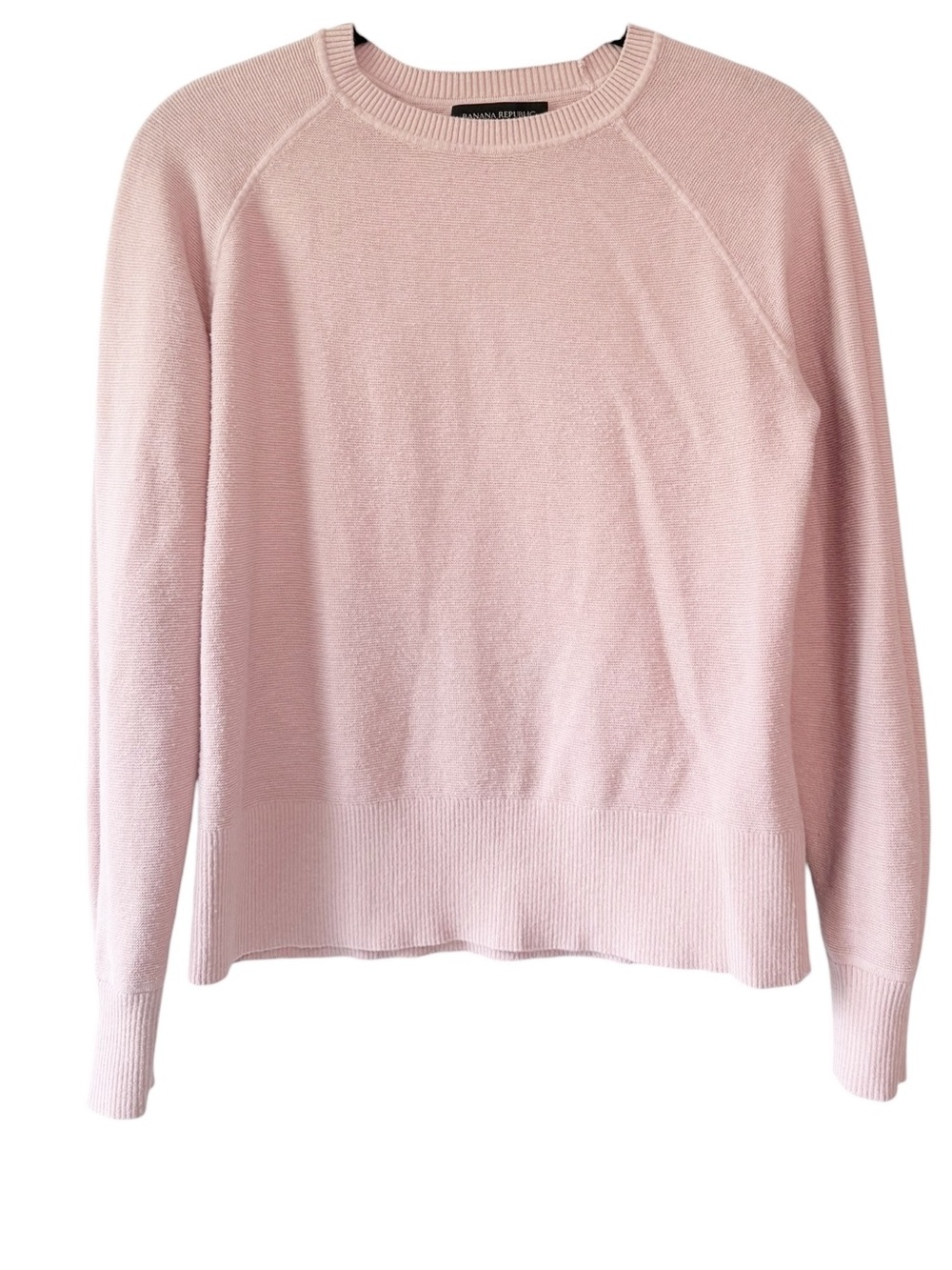 Banana Republic Lightweight Crew Neck Cotton Blend Sweater Pink Size XS Petite